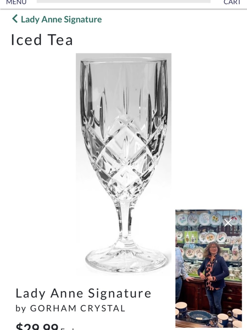 Lady Anne Signature by GORHAM CRYSTAL iced tea glasses set of 5